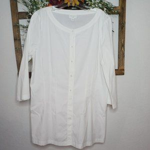 Christian Siriano For J.Jill White Tunic Blouse Front Buttons White Size Large